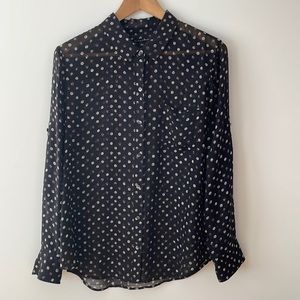 Madewell silk paint dot blouse.